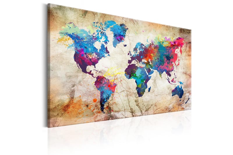 Tavle World Map: Urban Style 90X60 - Artgeist sp. z o. o. - Innredning - Bilder & kunst - Lerretsbilder