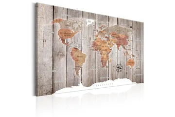 Tavle World Map: Wooden Stories 120X80 - Artgeist sp. z o. o. - Innredning - Bilder & kunst - Lerretsbilder