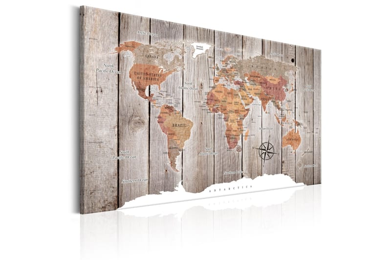 Tavle World Map: Wooden Stories 60X40 - Artgeist sp. z o. o. - Innredning - Bilder & kunst - Lerretsbilder