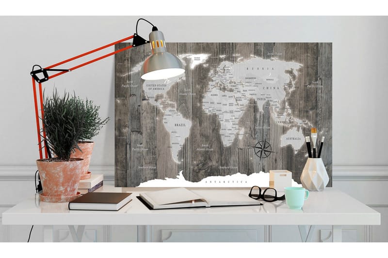 Tavle World Map: Wooden World 60X40, Artgeist sp. z o. o.
