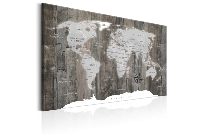 Tavle World Map: Wooden World 60X40 - Artgeist sp. z o. o. - Innredning - Bilder & kunst - Lerretsbilder