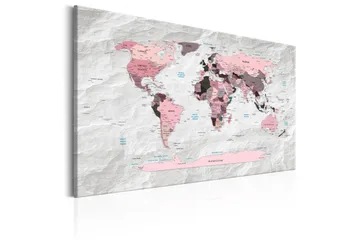 Tavle World Map: Pink Continents 90X60 - Artgeist sp. z o. o. - Innredning - Bilder & kunst - Lerretsbilder