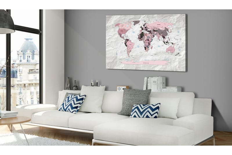 Tavle World Map: Pink Continents 120X80, Artgeist sp. z o. o.