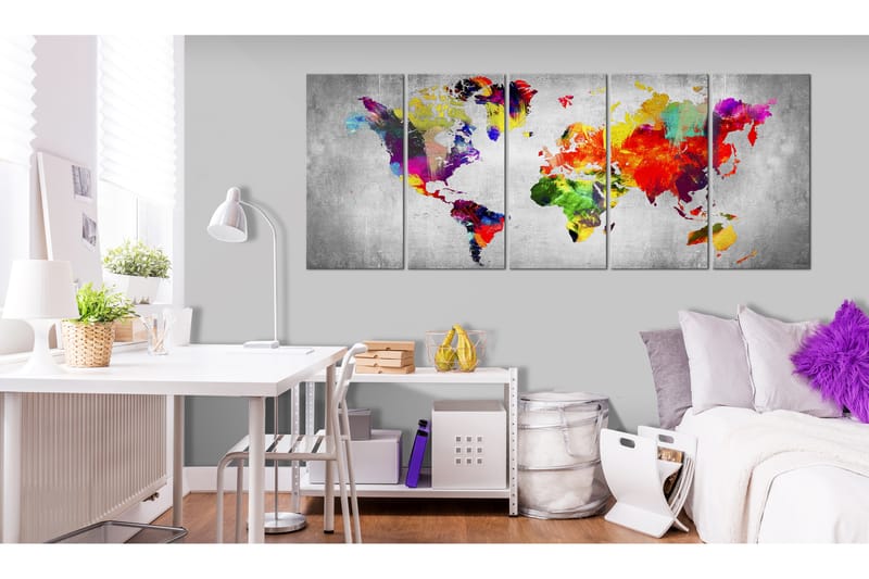 Tavle World On Concrete 225X90 - Artgeist sp. z o. o. - Innredning - Bilder & kunst - Lerretsbilder