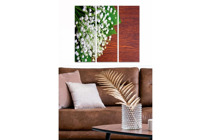 Trelerretsbilde 3-delt 50x70 cm - Hvithalehjort i et grønt miljø, Hvit / Grønn / Brun