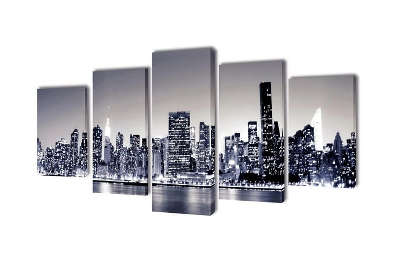 Veggbilde flerdelt lerret monokrom New York Skyline 100x50cm - Innredning - Bilder & kunst - Lerretsbilder