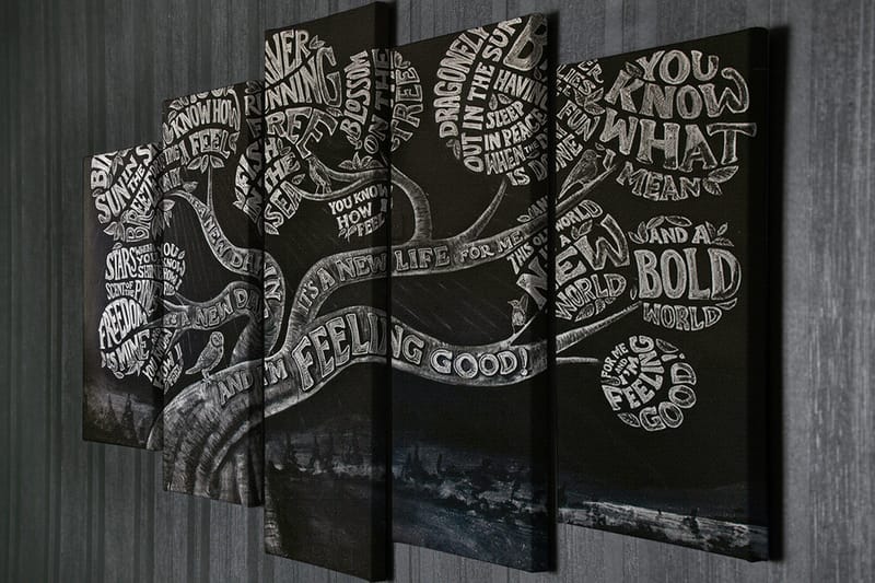 Veggdekorasjon Canvas Bilde 5-delt - Innredning - Bilder & kunst - Lerretsbilder