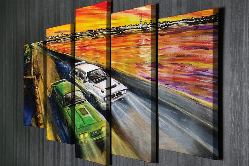 Veggdekorasjon Canvas Bilde 5-delt - Innredning - Bilder & kunst - Lerretsbilder