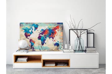 Gjør-det-selv-maleri Verdenskart Blå & Rød 60x40 cm - Artgeist sp. z o. o. - Innredning - Bilder & kunst - Male selv