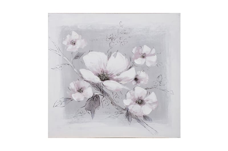 Oljemaleri 60x60cm Hvite blomster - Innredning - Bilder & kunst - Oljemaling
