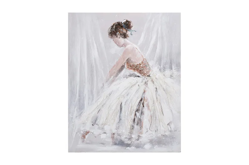 Oljemaleri 80x100 cm dame i hvit, undefined