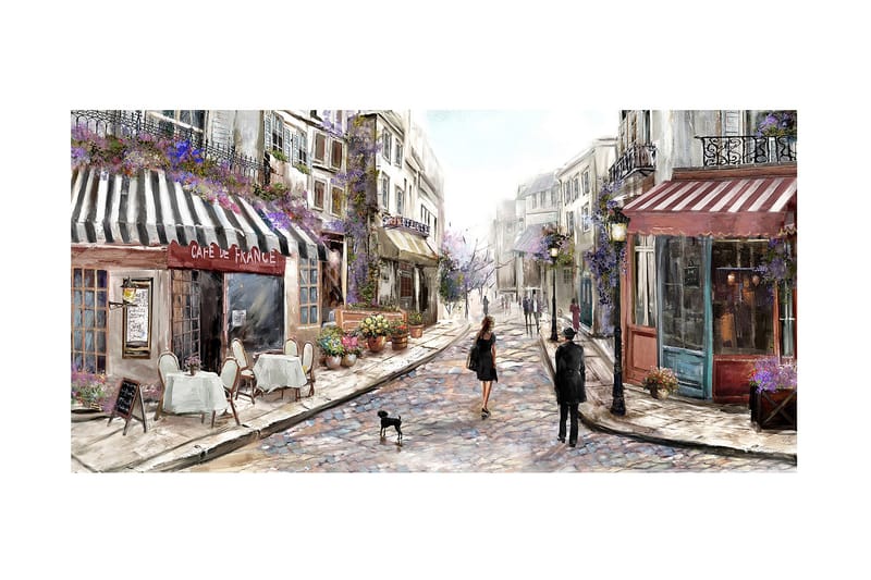Oljemaleri Street Cafe - Innredning - Bilder & kunst - Oljemaling