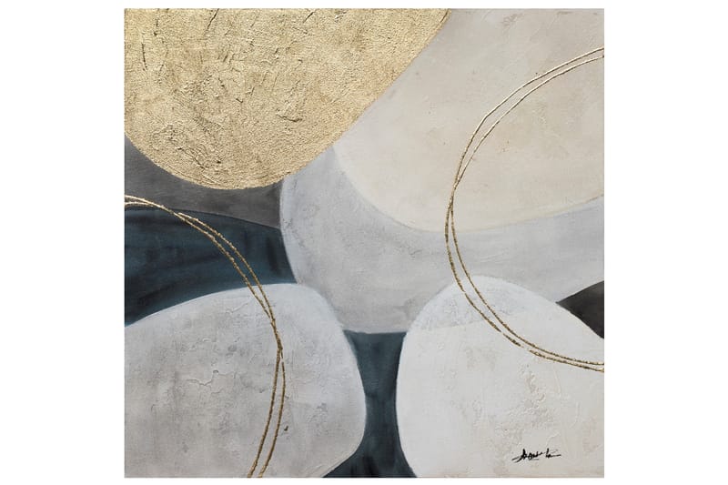 Oljemaling 70x70 cm Gull/Hvit - Innredning - Bilder & kunst - Oljemaling
