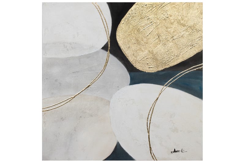 Oljemaling 70x70 cm Gull/Hvit - Innredning - Bilder & kunst - Oljemaling