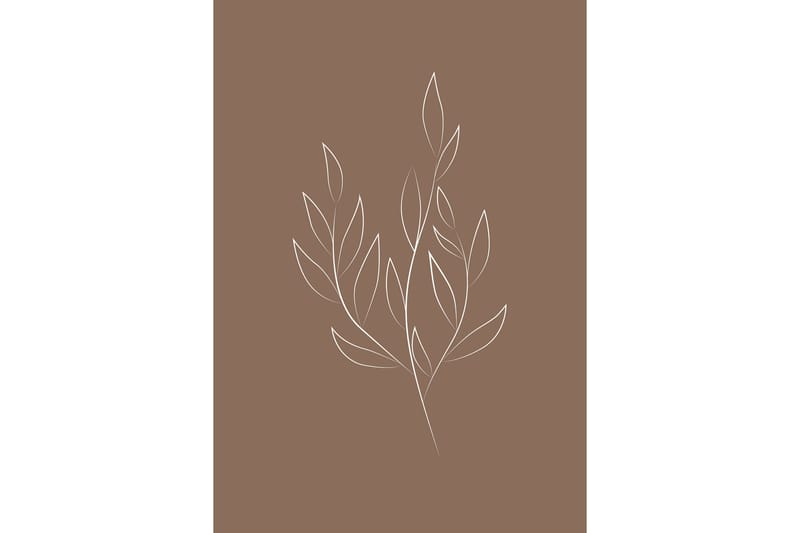 Poster Drawed leaf 21x30 cm - Brun - Posters