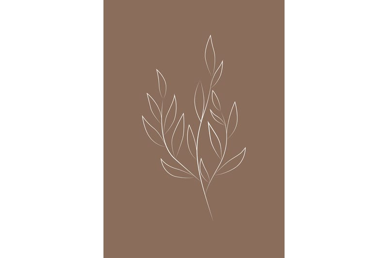 Poster Drawed leaf 70x100 cm - Brun - Posters