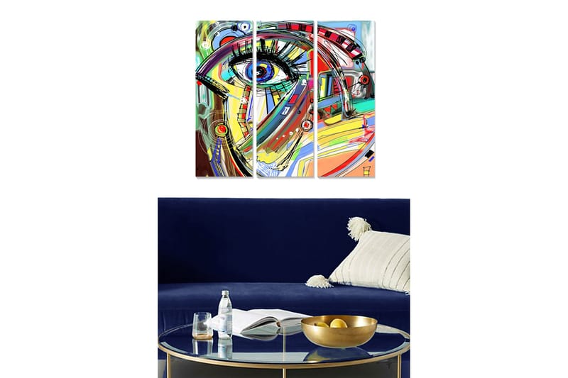 Canvasbilde Abstract 3-pk Flerfarget - 22x05 cm - Innredning - Bilder & kunst - Lerretsbilder