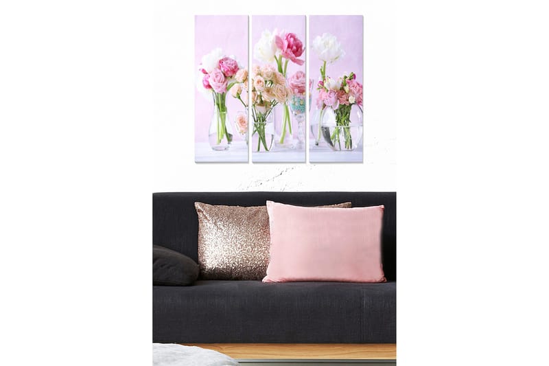 Canvasbilde Floral 3-pk flerfarget - 22x05 cm - Innredning - Bilder & kunst - Lerretsbilder