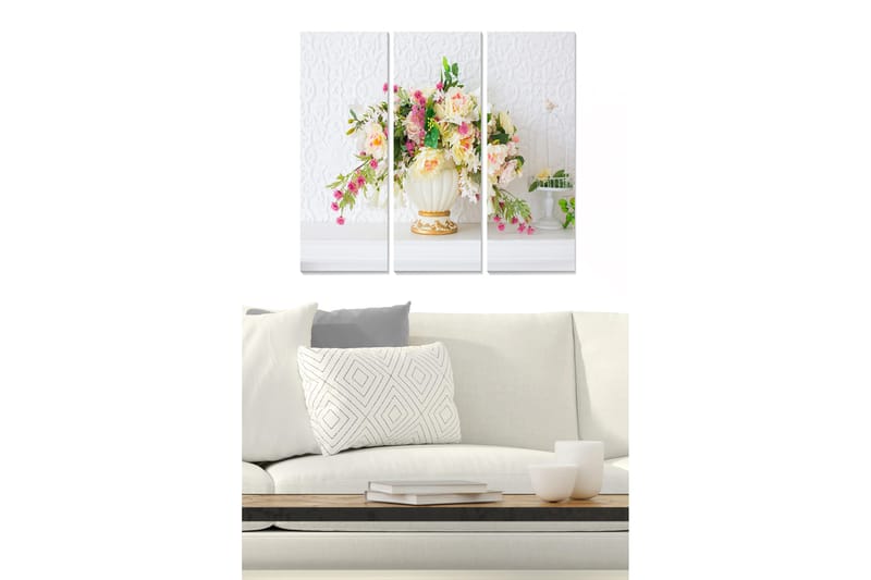 Canvasbilde Floral 3-pk flerfarget - 22x05 cm - Innredning - Bilder & kunst - Lerretsbilder