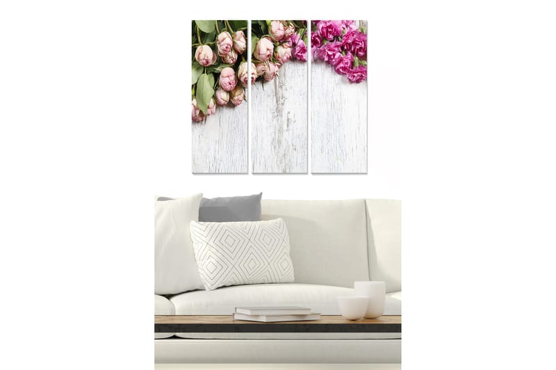 Canvasbilde Floral 3-pk flerfarget - 22x05 cm - Innredning - Bilder & kunst - Lerretsbilder