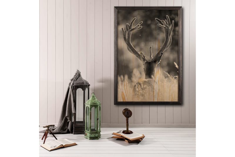 Deer In The Field Painting/Foto Grå/Beige - 50x70 cm - Innredning - Bilder & kunst - Posters