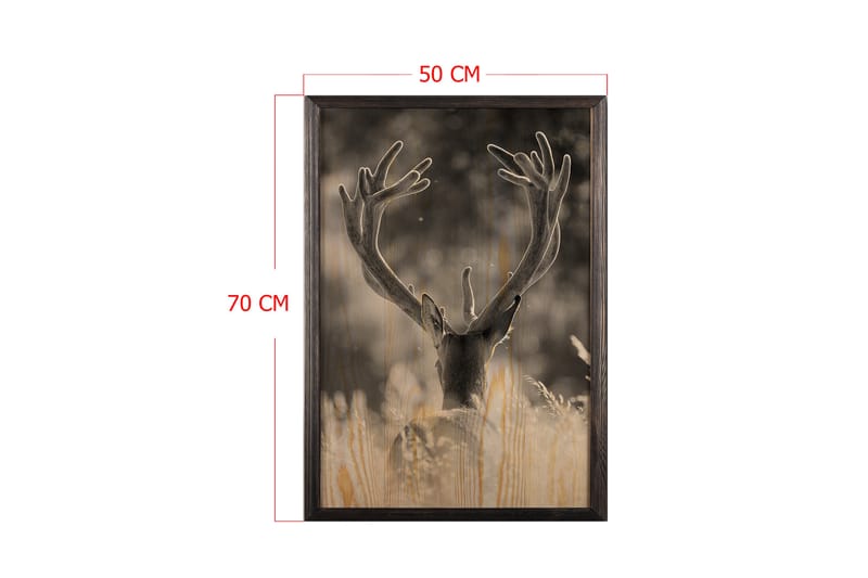 Deer In The Field Painting/Foto Grå/Beige - 50x70 cm - Innredning - Bilder & kunst - Posters