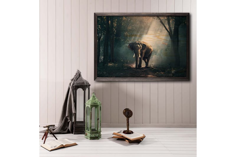 Elephant In The Djungle Foto Grønn/Beige - 70x50 cm - Innredning - Bilder & kunst - Posters