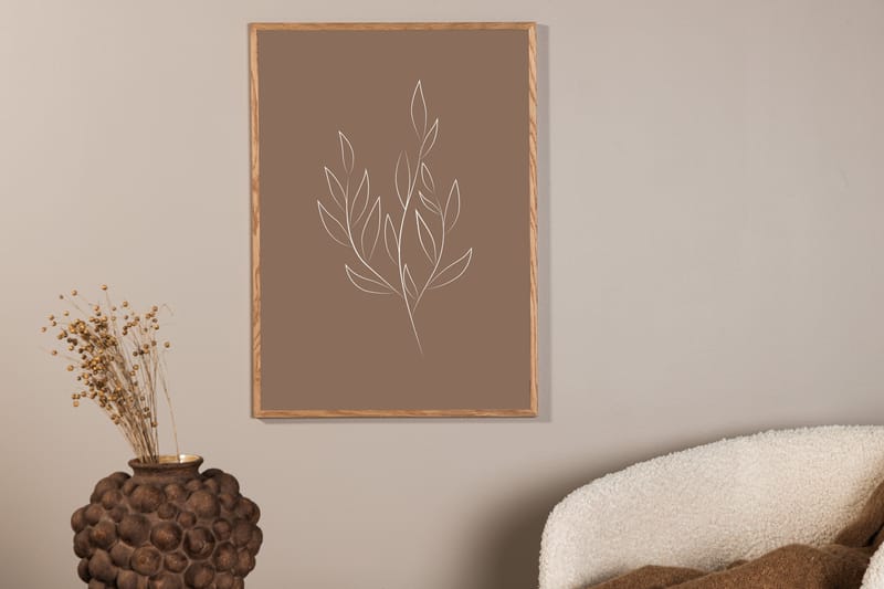 Poster Drawed leaf 30x40 cm - Brun - Innredning - Bilder & kunst - Posters