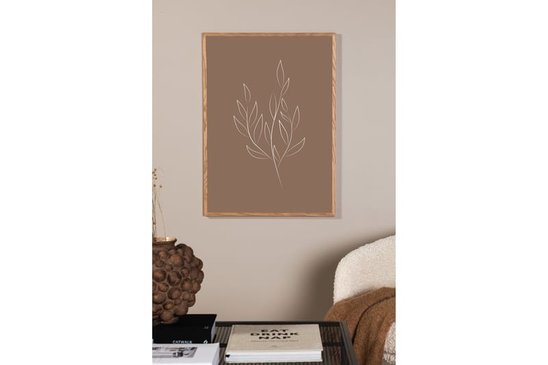 Poster Drawed leaf 30x40 cm - Brun - Innredning - Bilder & kunst - Posters