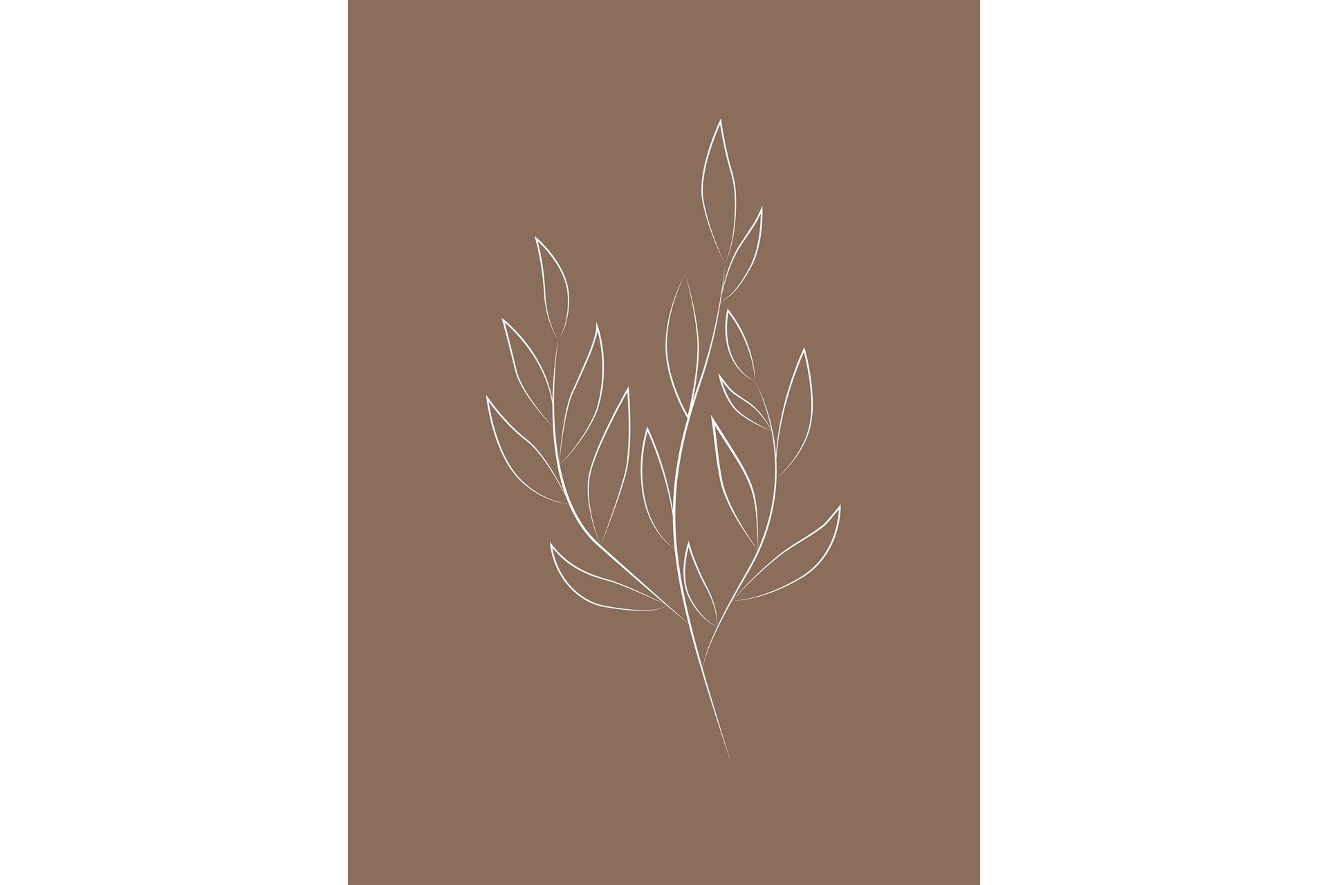 Poster Drawed leaf 50x70 cm - Brun - Innredning - Bilder & kunst - Posters