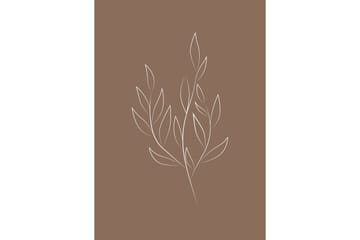 Poster Drawed leaf 50x70 cm - Brun - Innredning - Bilder & kunst - Posters