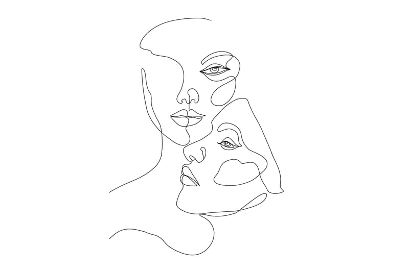 Poster Faces 70x100 cm, Sort/Hvid