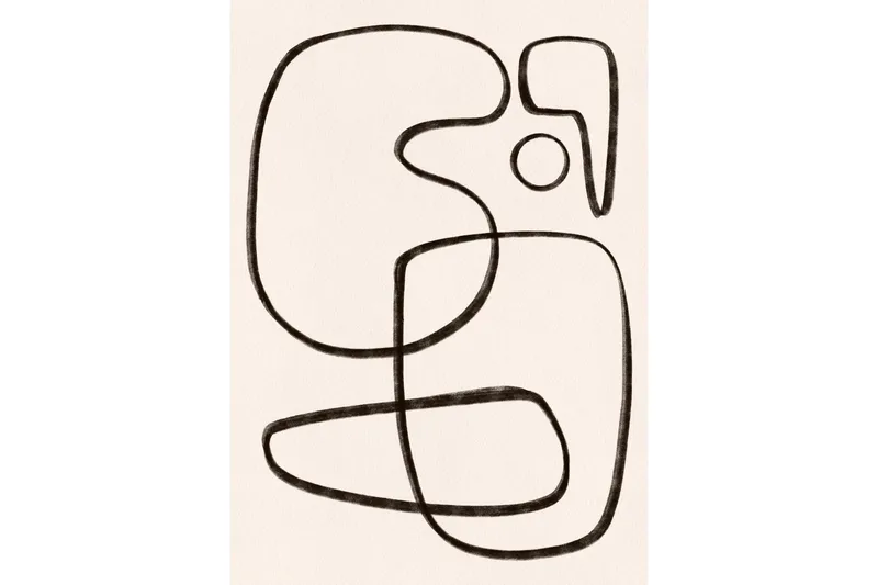 Poster Line art 50x70 cm, Hvid/Sort