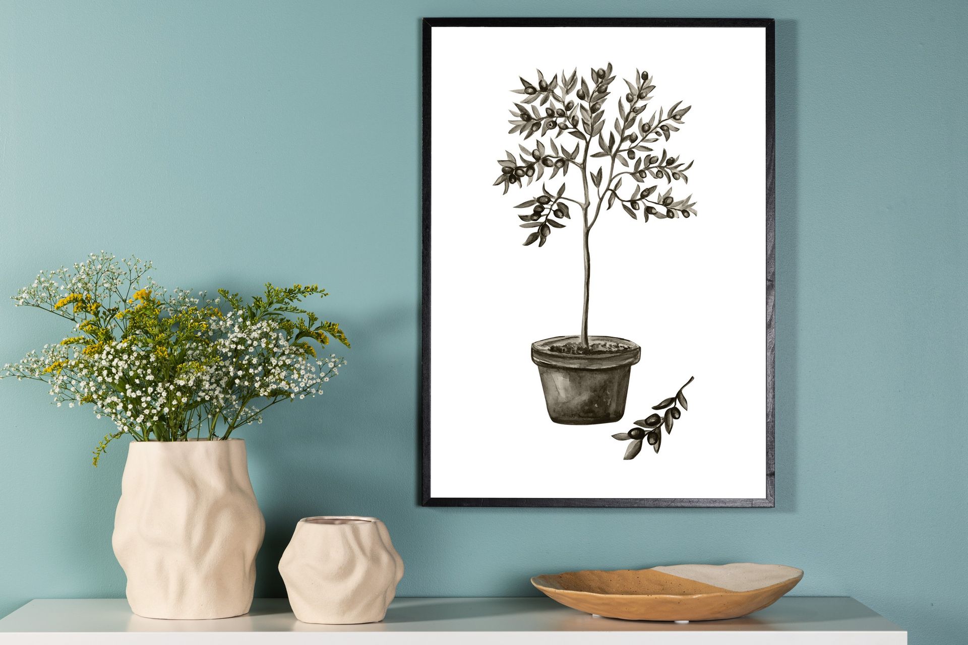 Poster Olive 21x30 cm - Hvid/Grøn - Innredning - Bilder & kunst - Posters