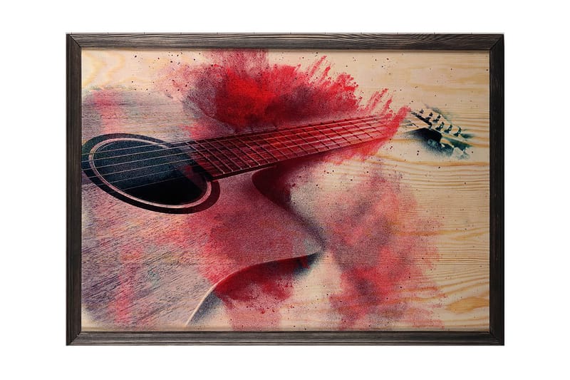 Red Splashed Guitar Illustrasjon Rød/Beige - 50x35 cm - Posters - Posters barnerom