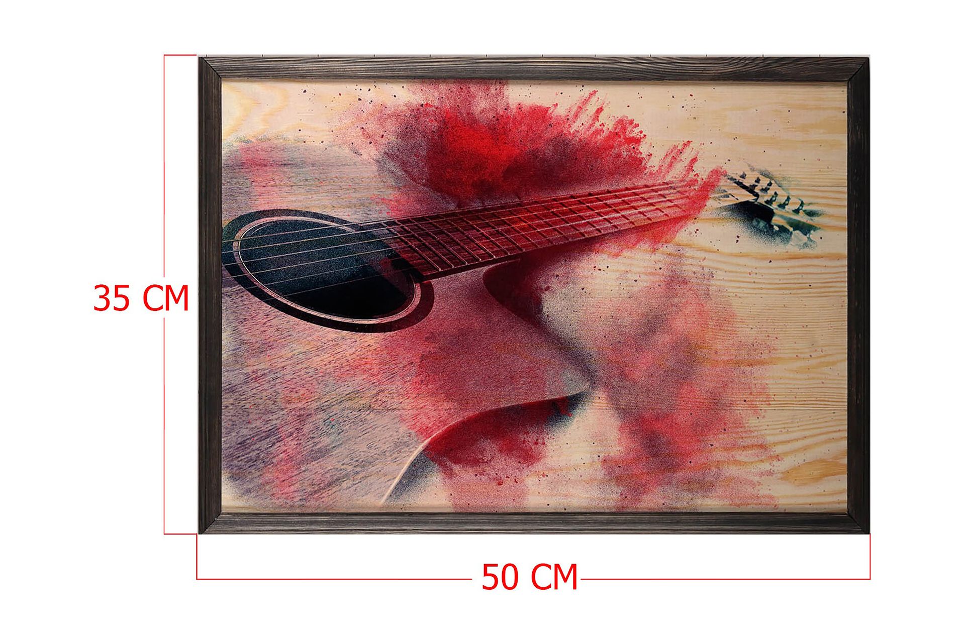 Red Splashed Guitar Illustrasjon Rød/Beige - 50x35 cm - Innredning - Bilder & kunst - Posters