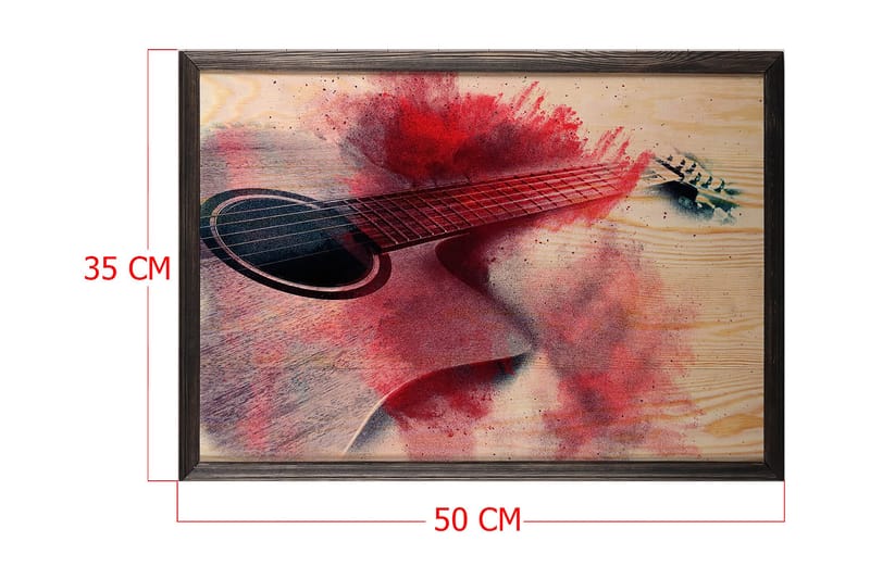 Red Splashed Guitar Illustrasjon Rød/Beige - 50x35 cm - Posters - Posters barnerom