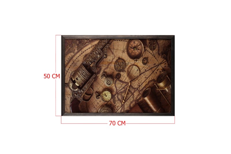 Historical Map, Compass & Watch Foto Beige/Brun - 70x50 cm - Innredning - Bilder & kunst - Posters