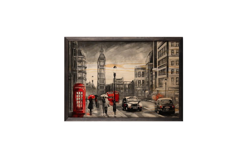 Vintage London Illustrasjon Grå/Svart/Rød/Beige - 50x35 cm - Innredning - Bilder & kunst - Posters