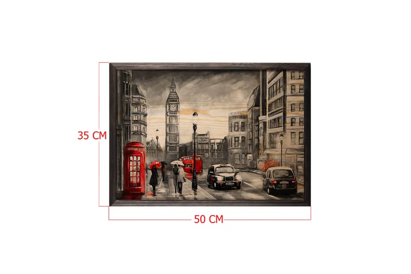 Vintage London Illustrasjon Grå/Svart/Rød/Beige - 50x35 cm - Innredning - Bilder & kunst - Posters