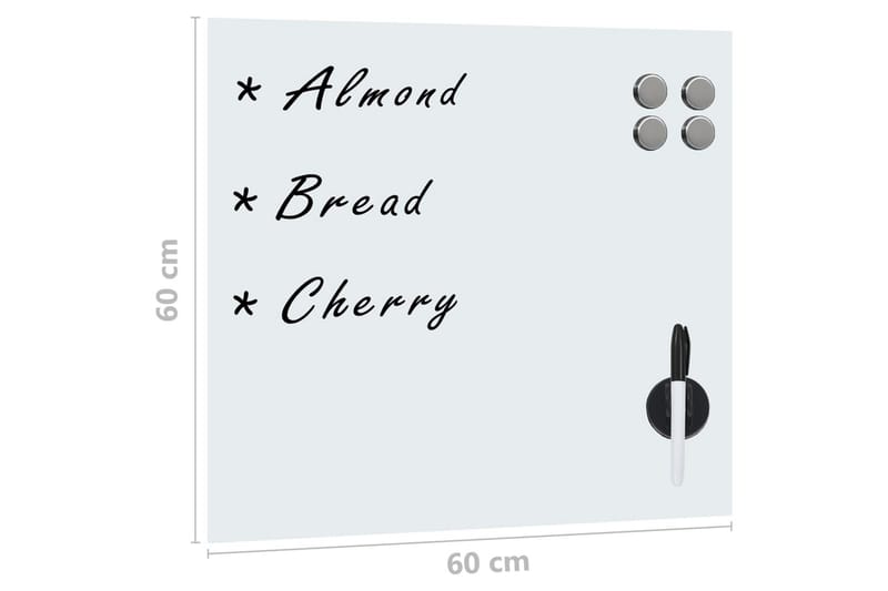Veggmontert magnetisk tavle glass 60x60 cm - Innredning - Bilder & kunst - Presentasjonstavle & tegnetavle - Whiteboard