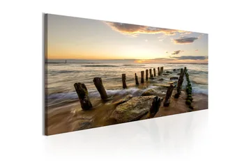 Tavla Wooden Breakwaters 135x45 - Innredning - Bilder & kunst - Lerretsbilder