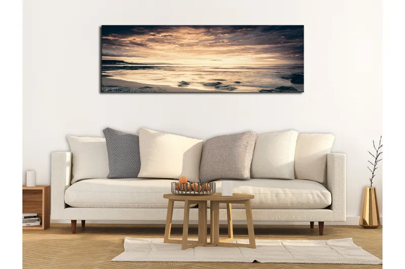 Tavle Beach In Crete (1 Part) Narrow Yellow 120X40, Artgeist sp. z o. o.