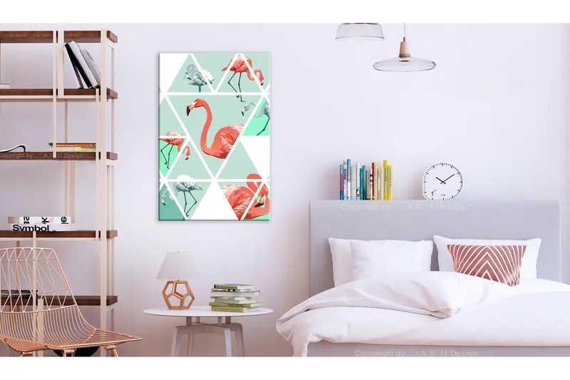 Tavle Geometric Flamingos (1 Part) Vertical 60X90, Artgeist sp. z o. o.