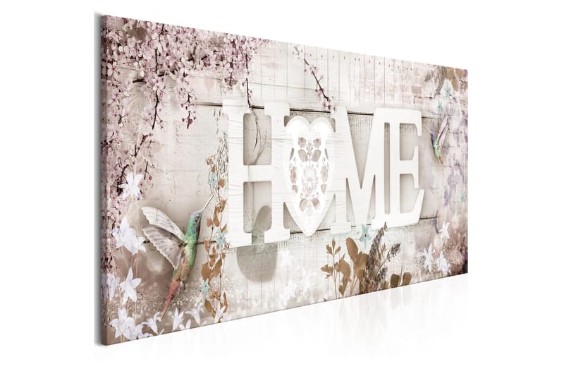 Tavle Home And Hummingbirds (1 Part) Beige Narrow 120X40 - Artgeist sp. z o. o. - Innredning - Bilder & kunst - Lerretsbilder
