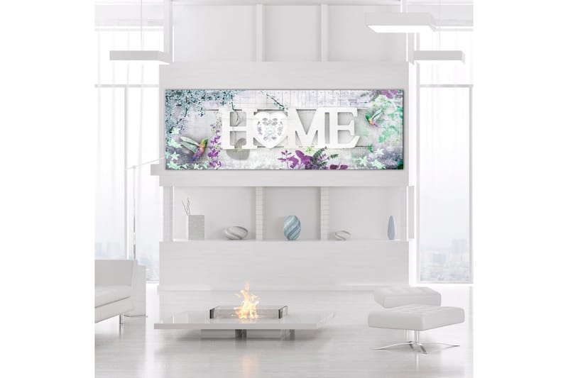 Tavle Home And Hummingbirds (1 Part) Green Narrow 135X45 - Artgeist sp. z o. o. - Innredning - Bilder & kunst - Lerretsbilder