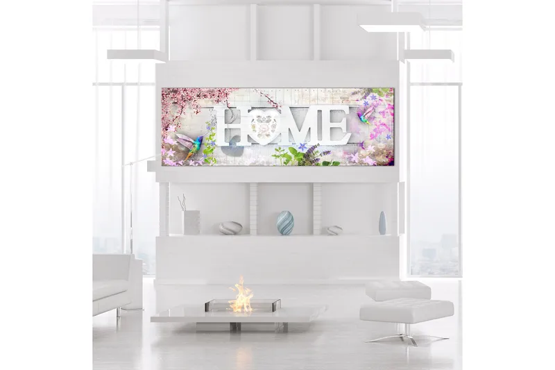 Tavle Home And Hummingbirds (1 Part) Pink Narrow 135X45, Artgeist sp. z o. o.