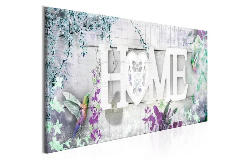 Tavle Home And Hummingbirds (1 Part) Green Narrow 135X45, Artgeist sp. z o. o.