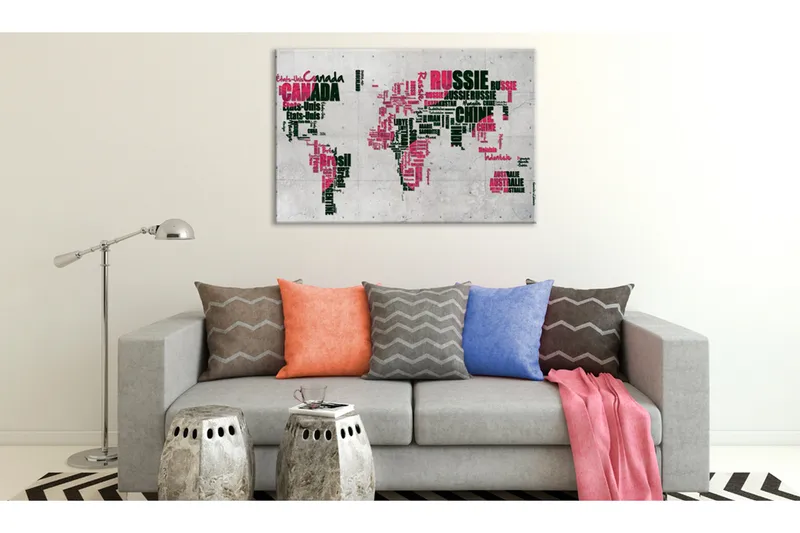 Tavle World Map: The French Connection (Fr) 120X80, Artgeist sp. z o. o.