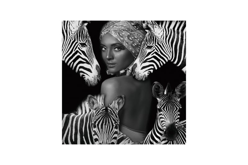 Zebra Queen Akryl maleri 120x120 cm - Flerfarget - Innredning - Bilder & kunst